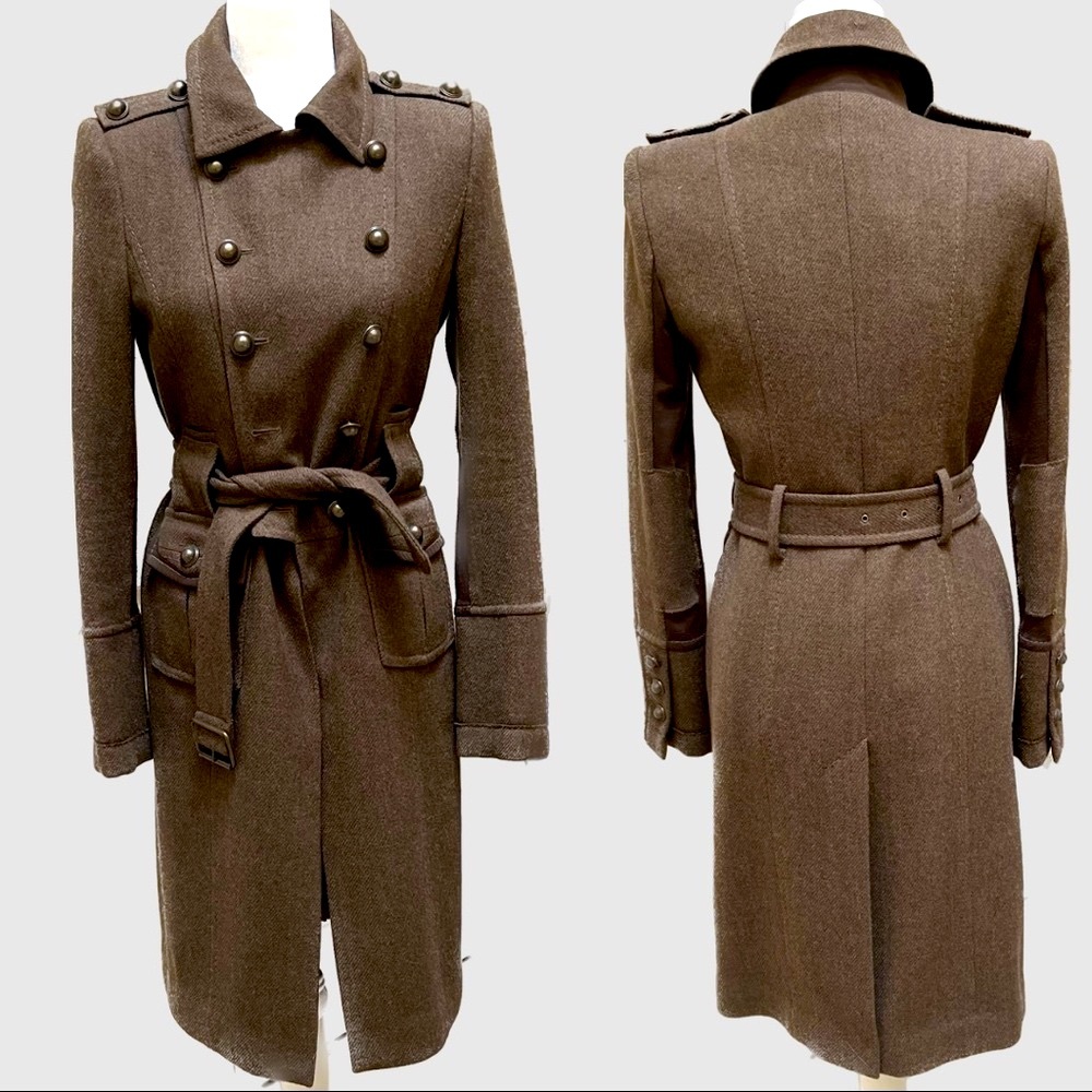 Beautifully tailored BCBG Olive Green Wool Coat.